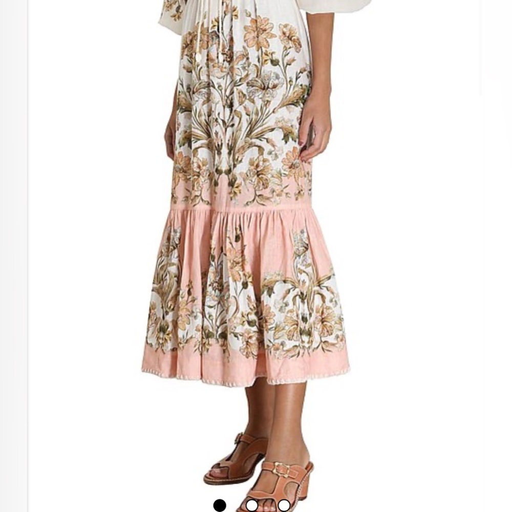 House of Harlow Floral Midi Skirt Small Cottagecore Boho Romantic Linen Blend
